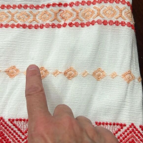 PPLA Adalia Tank Shirt Top White with Red and Peach Embroidery Lined Size Large - Picture 16 of 16